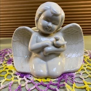 Vintage Porcelain Angel Cherub Planter Or Trinket